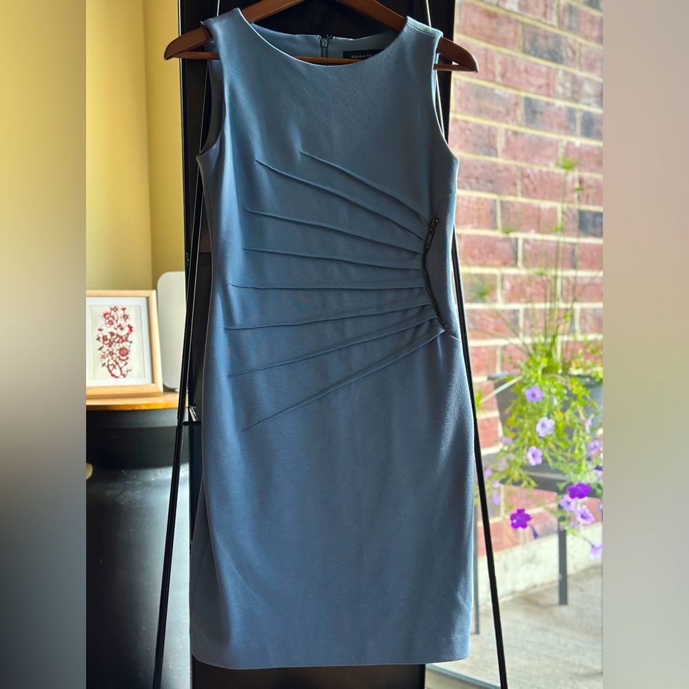 Ivanka Trump Blue Ruched Sheath Mini Dress